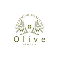 oliva olio logo premio design fresco pianta giardino semplice minimalista templet simbolo illustrazione vettore