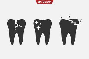 dente piatto icona. vettore illustrazione isolato. pulire, marcio e rotto denti.