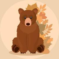 sfondo orso animale autunno vettore illustrazione