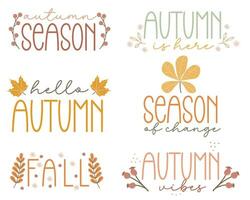 collezione di autunno mano lettering e calligrafia citazioni isolato su bianca sfondo. autunno decorativo elemento per striscioni, manifesti, vettore