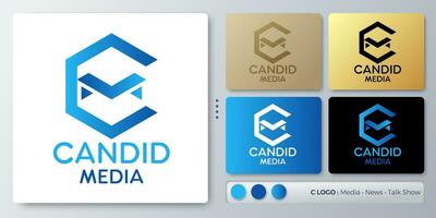 Candido media illustrazione logo design nel modulo c e m. vuoto nome per inserire il tuo marchio. progettato con esempi per tutti tipi di applicazioni. voi può Usato per azienda, identità, notizia agenzia. vettore