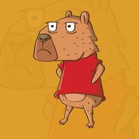 carino illustrazione di capibara con deluso mano gesto meme. capibara illustrazione mascotte. vettore