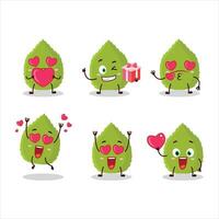 basilico le foglie cartone animato personaggio con amore carino emoticon vettore