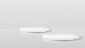 3d realistico vuoto podio nel morbido bianca colore. vuoto podio sfondo modello per Prodotto promozione. vettore illustrazione