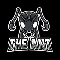 modello di logo esport sport mascotte testa di formica rossa vettore