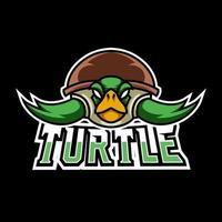 tartaruga verde ninja mascotte gioco logo design tempate per la squadra vettore