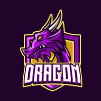 modello di vettore di progettazione del logo di gioco della mascotte del drago per lo sport e l'esportazione