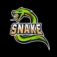 logo esport della mascotte del pisone della vipera del serpente verde vettore