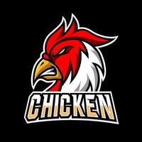 modello di logo esport gioco sport mascotte pollo roaster rosso per squadra squadra club vettore