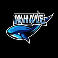 modello di logo esport sport mascotte pesce balena blu vettore