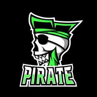 pirata ribelle gioco sport esport logo modello design fascia teschio vettore