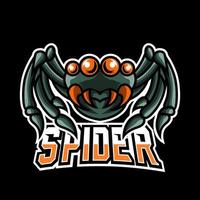 modello di logo esport di gioco di sport di gioco di mascotte di ragno per club di squadra di squadra di streamer vettore