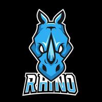 modello di logo mascotte di gioco di sport o esport di rinoceronte, per la tua squadra vettore