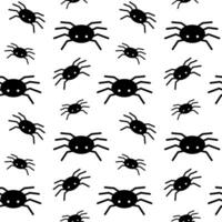 senza soluzione di continuità modello con ragni. nero e bianca vettore illustrazione. sfondo con insetti.