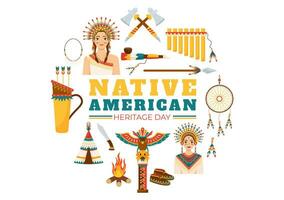 nativo americano eredità mese giorno vettore illustrazione con celebrare America indiano cultura annuale nel unito stati per contributi sfondo