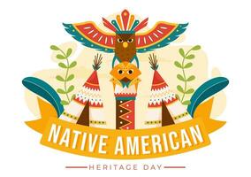 nativo americano eredità mese giorno vettore illustrazione con celebrare America indiano cultura annuale nel unito stati per contributi sfondo