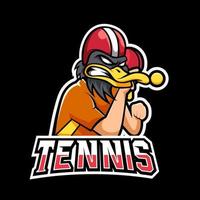 modello di logo della mascotte del gioco del tennis o dell'esport, per la tua squadra vettore