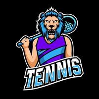 modello di logo della mascotte del gioco del tennis o dell'esport, per la tua squadra vettore