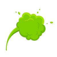 odorare verde cartone animato Fumo o scoreggia nuvole piatto stile design vettore illustrazione.