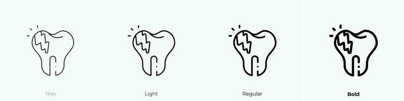 mal di denti icona. sottile, luce, regolare e grassetto stile design isolato su bianca sfondo vettore