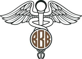 caduceo simbolo monogramma, caduceo simbolo con stetoscopio, stetoscopio, caduceo, medico, assistenza sanitaria, monogramma vettore