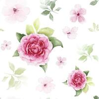 senza soluzione di continuità modello con acquerello mazzi di fiori di luminosa rosa Rose vettore