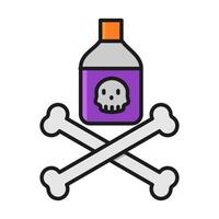 veleno o veleno bottiglia con cranio e tibie incrociate vettore icona. pesticida,isolato bianca sfondo modificabile.