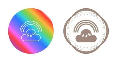 nuvoloso con arcobaleno vettore icona