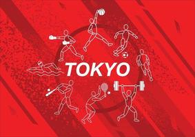 tokyo, concetto di bandiera del giappone, sfondo di attrezzature sportive, gioco mondiale. vettore