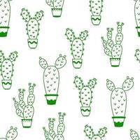 modello senza cuciture con disegni di illustrazione vettoriale di cactus in vaso per packaging di design, tessile, sfondo, cartoline e poster di design