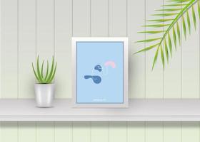 un design minimalista di un disegno a tratteggio con mockup di cornice quadrata realistica per poster vettore