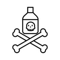 veleno o veleno bottiglia con cranio e tibie incrociate schema stile vettore icona. pesticida,isolato bianca sfondo modificabile.
