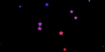sfondo vettoriale blu scuro, rosso con stelle piccole e grandi. illustrazione colorata in stile astratto con stelle sfumate. modello per il confezionamento di regali.