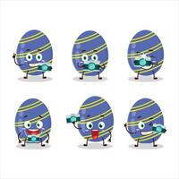 fotografo professione emoticon con blu Pasqua uovo cartone animato personaggio vettore
