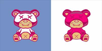 Due orsacchiotto orsi con diverso colori e disegni vettore