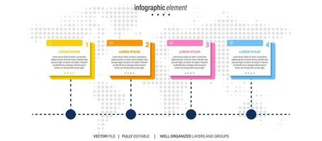 linea passo infografica. 4 opzioni flusso di lavoro diagramma, freccia sequenza temporale numero infografica, processi passaggi grafico. lineare vettore infografica. processi ordine Infografica freccia e passaggi punto illustrazione