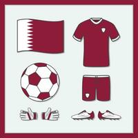 Qatar calcio cartone animato vettore illustrazione. calcio maglie e calcio palla piatto icona schema