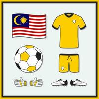 Malaysia calcio cartone animato vettore illustrazione. calcio maglie e calcio palla piatto icona schema