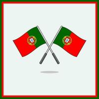 bandiera di Portogallo cartone animato vettore illustrazione. Portogallo bandiera piatto icona schema