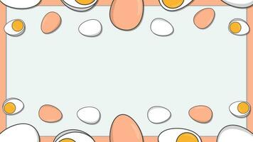 uovo sfondo design modello. bollito uovo cartone animato vettore illustrazione. cibo