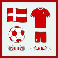 Danimarca calcio cartone animato vettore illustrazione. calcio maglia e calcio palla piatto icona schema