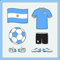 argentina calcio cartone animato vettore illustrazione. calcio maglie e calcio palla piatto icona schema
