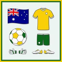 Australia calcio cartone animato vettore illustrazione. calcio maglia e calcio palla piatto icona schema