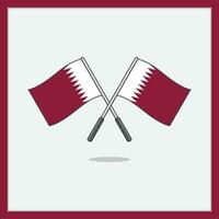 bandiera di Qatar cartone animato vettore illustrazione. Qatar bandiera piatto icona schema