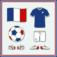 Francia calcio cartone animato vettore illustrazione. calcio maglia e calcio palla piatto icona schema