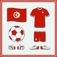 tunisia calcio cartone animato vettore illustrazione. calcio maglia e calcio palla piatto icona schema