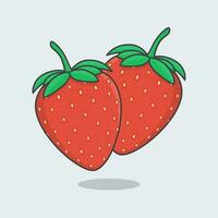 fragola cartone animato vettore illustrazione. fresco fragola piatto icona schema. fragola