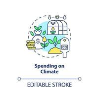 la spesa su clima concetto icona. sostenibile industria. rurale sviluppo programma astratto idea magro linea illustrazione. isolato schema disegno. modificabile ictus vettore