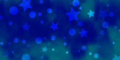 sfondo vettoriale azzurro con cerchi, stelle. dischi colorati, stelle su sfondo sfumato semplice. design per carta da parati, produttori di tessuti.