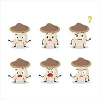 cartone animato personaggio di shiitake fungo con che cosa espressione vettore